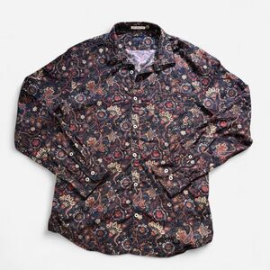 Good Man Brand Navy Paisley Button Up Shirt (Size Medium)